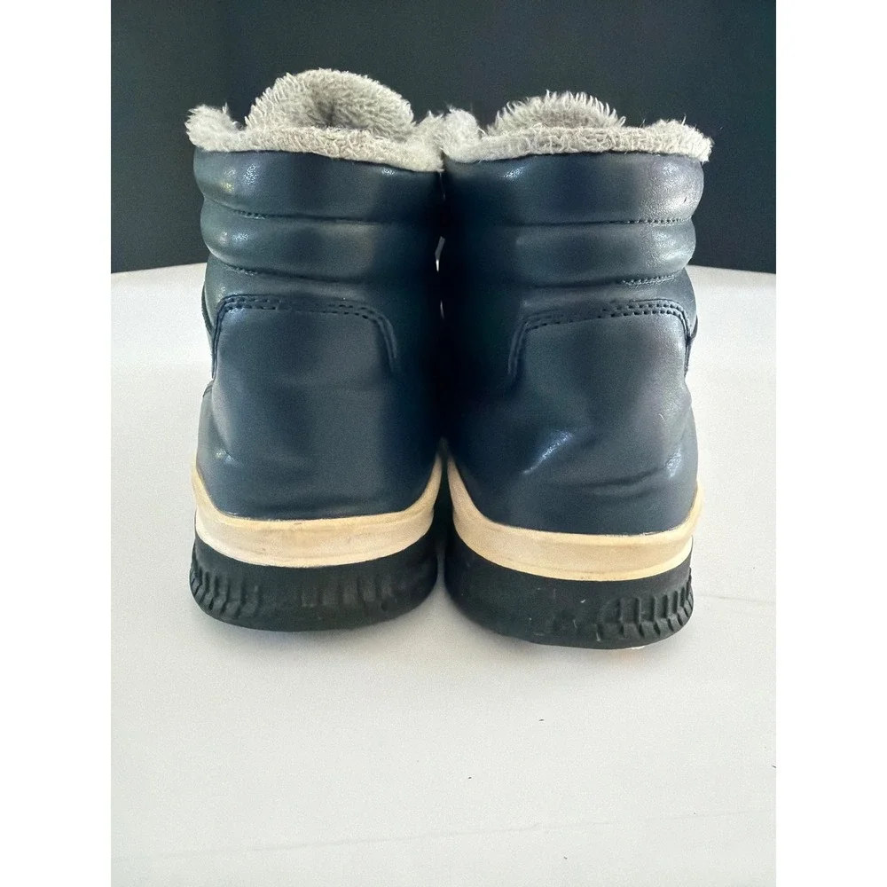Mianxie Mens Navy Blue Faux Fur Lined Winter Boots Lace Up Sport Size 45 US 11.5